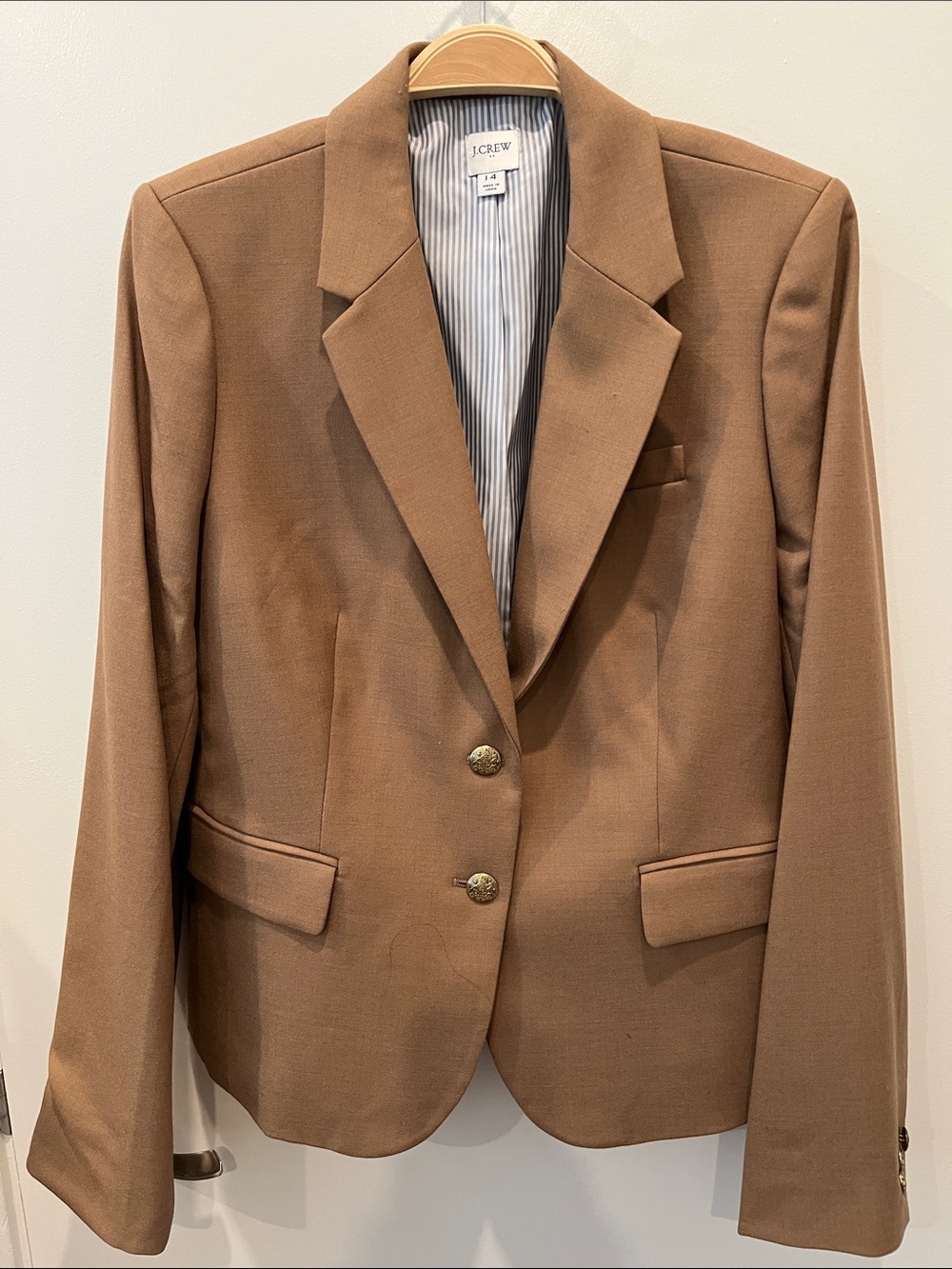 J. Crew Women's Tan Single-Breasted Tailored Blazer
